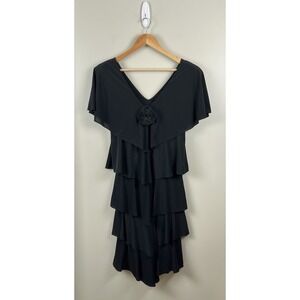 Ann Hobbs for Cattiva Black Layered Evening Dress Fairygoth 10 Vintage 90's